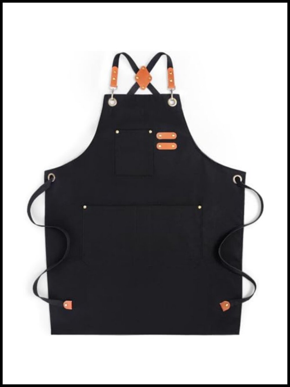 Waterproof Canvas Chef Apron Cross Back with 4 Pockets Adjustable for Cooking